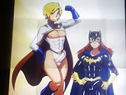 Rule 63 batgirl and powergirl cum tribute