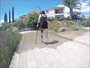 mature wife crutches with leg braces and stilettos.