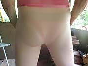 Spandex and pink panties. VPL