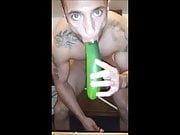 Hot guy on cam playing with a cucumber