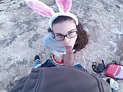 Bunny Girl Walk & Make Blowjob On The Wild :) #01