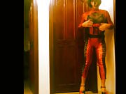 Crossdresser Red Latex Lingerie 