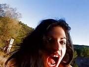 Sexy Brunette Takes Cum In Mouth Outdoors