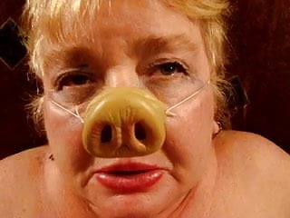 Humiliated fat grannie pig