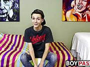 Skinny cutie gets interviewed and then he toys with his dick