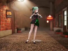 Genshin Impact Keqing Undress Dance and Street Night Sex Hentai Mmd 3D Dark Green Hair Color Edit Smixix