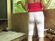 Sissy bitch in leggings wiggles his hot ass.