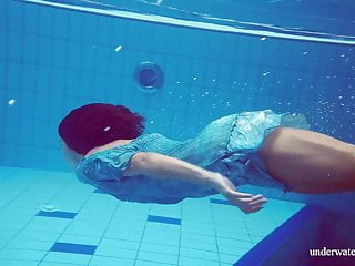 Sexy tight teen Marusia swims naked underwater