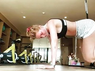 Bella thorne working out in gym,...
