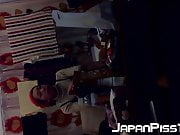 Adorable Japanese pissing on the floor and then cleaning up