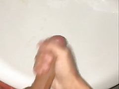 Watch my friend jerk off and cum in sink