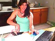 Beautiful crossdresser vaping with playing