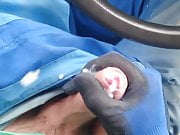 Wanking my hard cock in my car for a huge cumshot