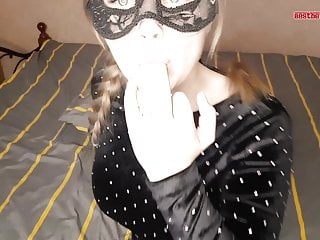 Girl in Mask Passionate Fingering Pussy before School Disco