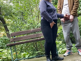 Ass Milf Jeans video: Cum on big ass MILF in jeans in the park