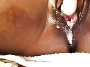 Ebony babe having an intense creamy masturbation