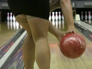 Wife at bowling in miniskirt...
