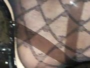 Outdoor with Nyloncatsuit & BlueNails in clear strappy Heels