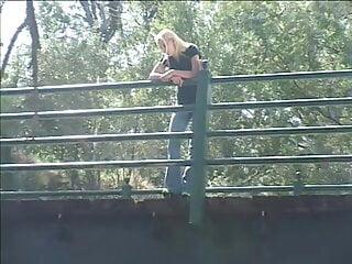 .Nice hard outdoor ass fucking for this gorgeous blonde with round big butt.
