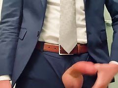 Daddy suit and tie playing with his MASSIVE COCK!