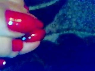 Close up, Fetish, Red Toenails, Long Toenails