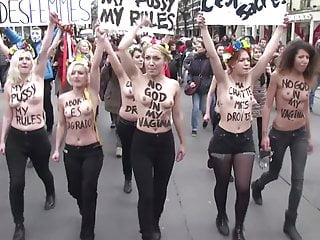 Topless, Nipples, Nude Protest, French