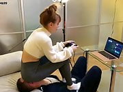 Gamer Girl Uses Chair Slave While Playing - Facesitting