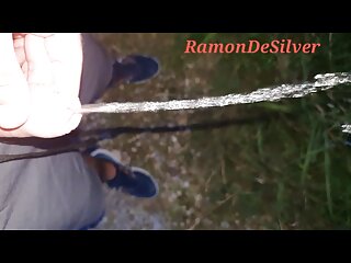 Master Ramon pisses fast on the side of the road, horny