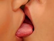 lesbian tongue kiss close up