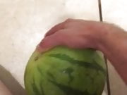 My slave fucks a watermelon