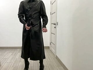 Bdsm Leather Long Maxi Dress And Overknee Stiletto Boots