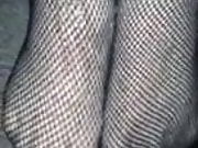 cumshot on fishnets sheer white pantyhose