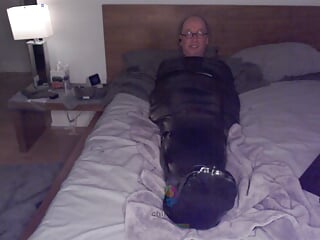 Rubber Sleepsack - Chillgguyxxx lubes up to slip inside!