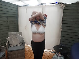 Wife Stripping, Big Nipple, Leggings, British