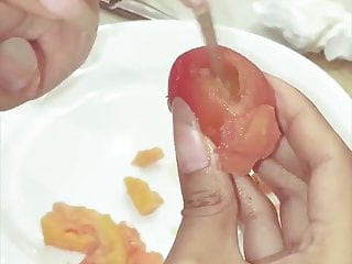 long nails cut fruit