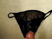 Cumming onto wife's mesh panties