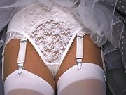 White Seamed Stockings And Lace Panties