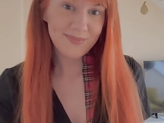 Redhead schoolgirl playing around with herself at home