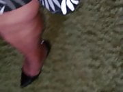 Horny crossdresser in stockings and heels