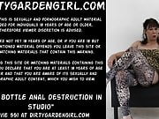 Wine bottle anal destruction in studio Dirtygardengirl