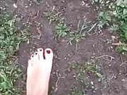 Girlfriend barefoot in the mud - DIRTY FEET
