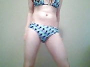 Shy Crossdresser in Blue Bikini
