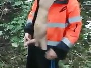 scally builder pisses in the woods