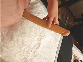 Extreme long dildo in young asshole...