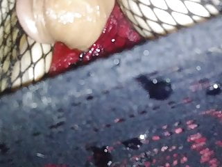 Fishnets and new panties oiled up spun out.. 