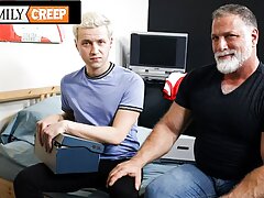 Hairy Silver StepDaddy Sticks His Cock In Tight Twink's Ass