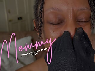 MILF Smells Her Stinky Black Socks