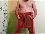 Red chair humping jacking cum 